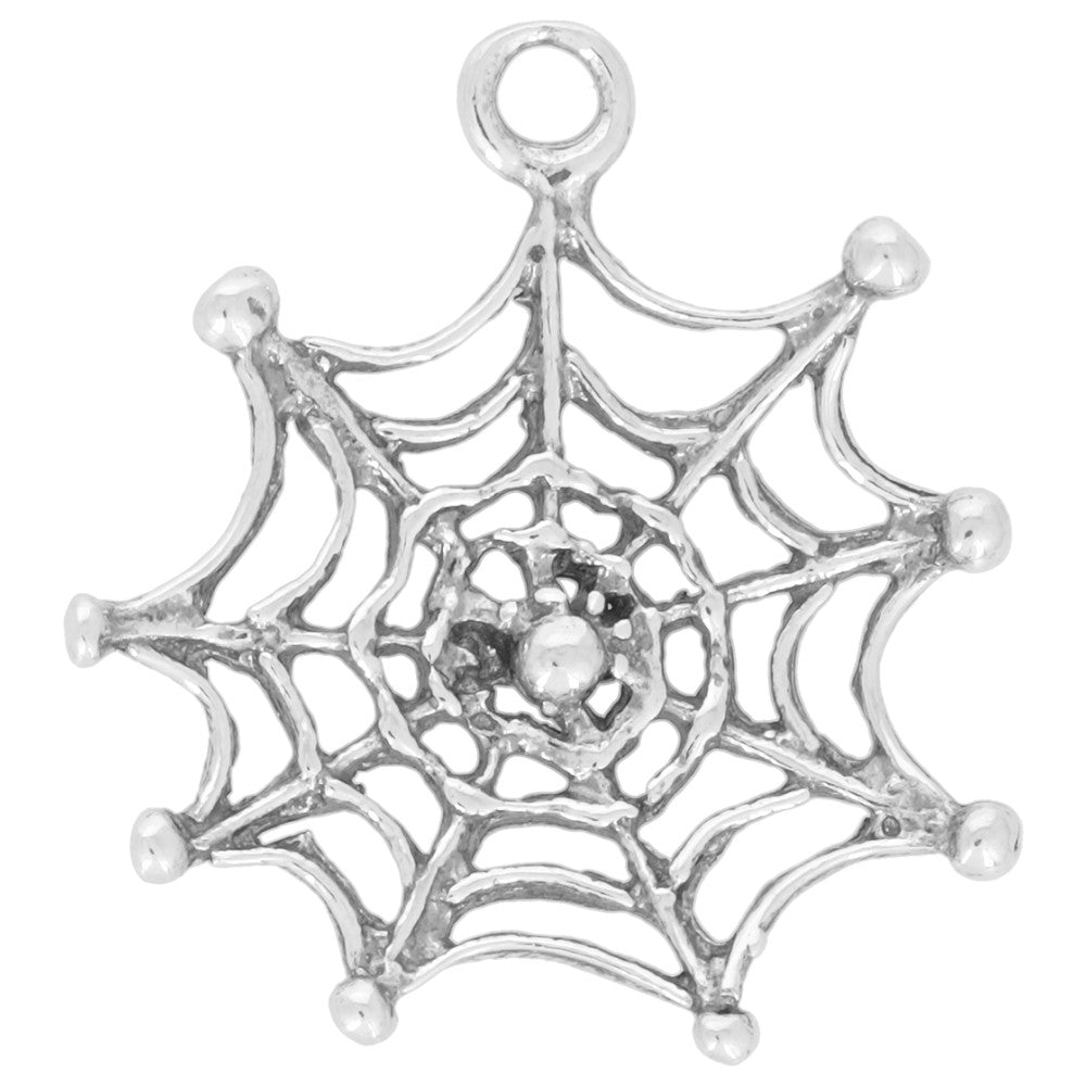 Sterling Silver Charm, Large Spider Web 23.5x21mm, 1 Piece