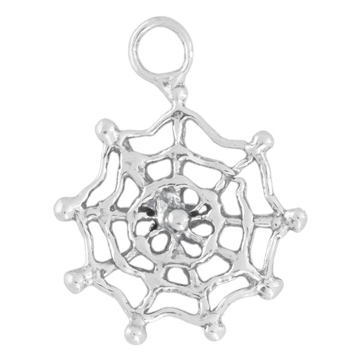Sterling Silver Charm, Small Spider Web 19.5x15mm 1 Piece