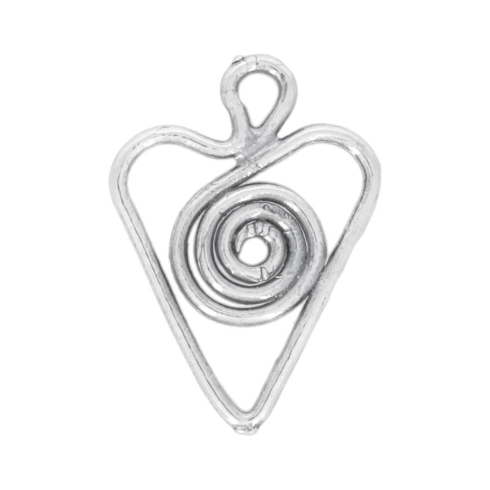 Sterling Silver Charm, Spiraled Heart 16.5x12mm, 1 Piece