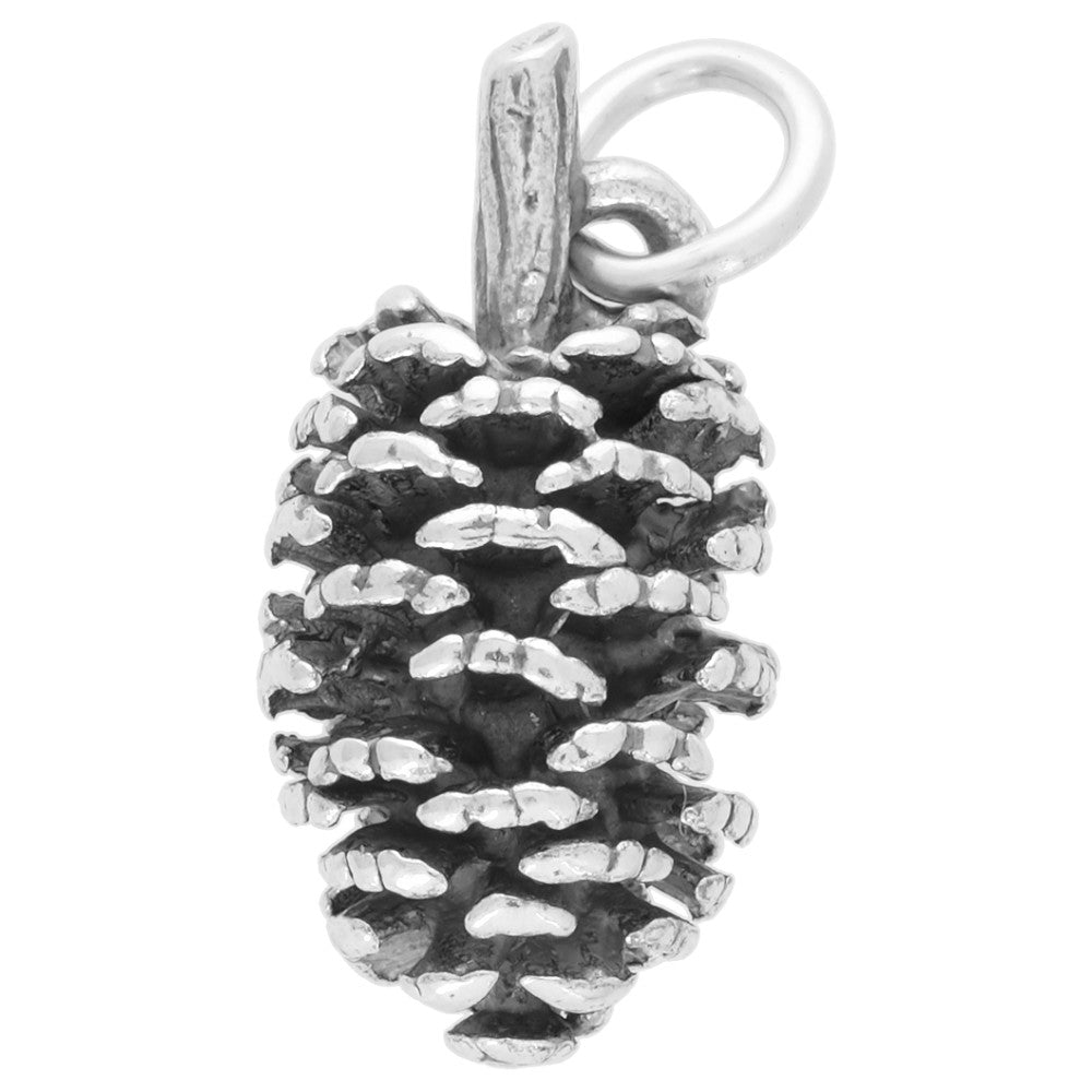Sterling Silver Charm, 3D Pine Cone 20mm (1 Piece)