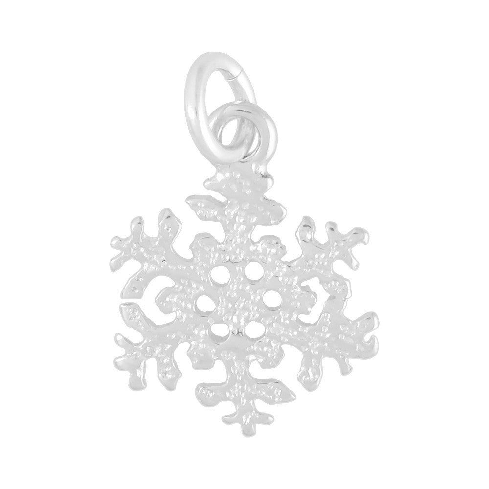 Sterling Silver Charm, Flat Snowflake 15x11.5mm (1 Piece)