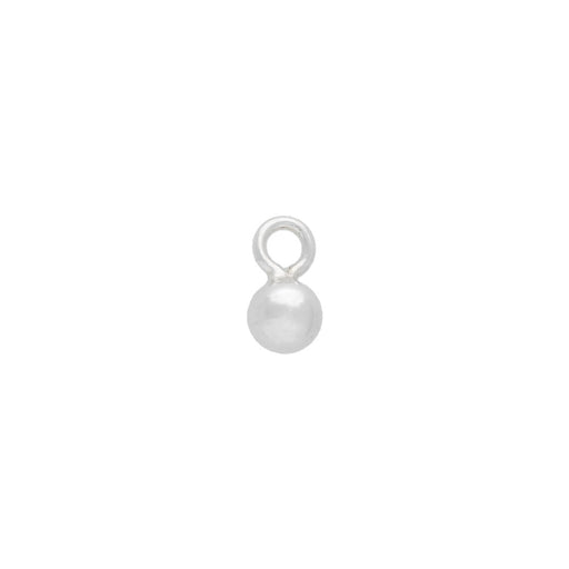 Sterling Silver Charm, Round Ball Drop with Loop 3mm (2 Pieces)