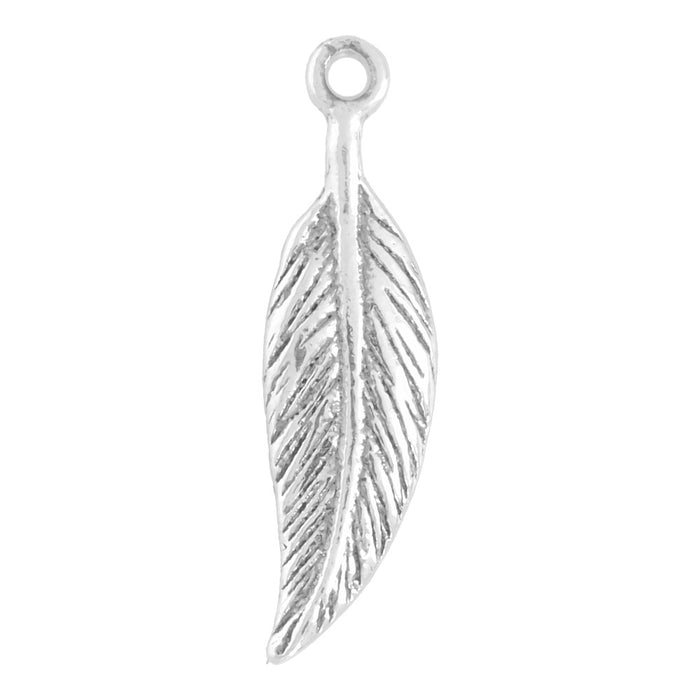 Sterling Silver Charm, Small Leaf 19.5x5.5mm, 1 Piece
