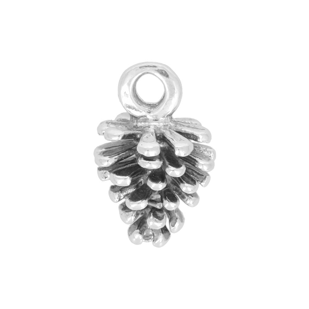 Sterling Silver Charm, Pinecone 13x8.5mm, 1 Piece