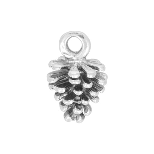 Sterling Silver Charm, Pinecone 13x8.5mm, 1 Piece