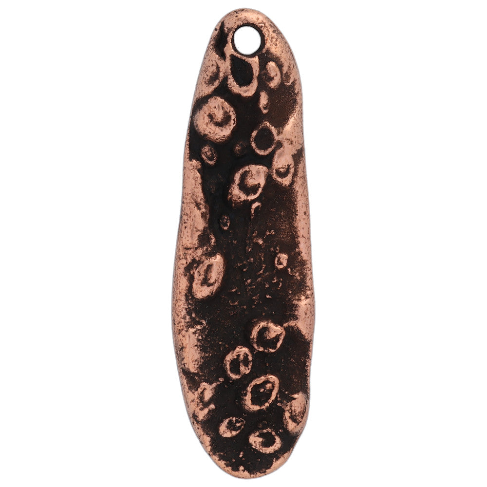 Charm, Organic Oval with Mussel Shell 29x9mm, Antiqued Copper, by Nunn Design (1 Piece)