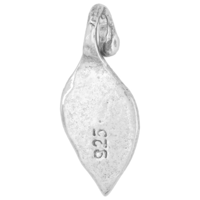 Sterling Silver Charm, Narrow Leaf 15x6.5mm, 1 Piece