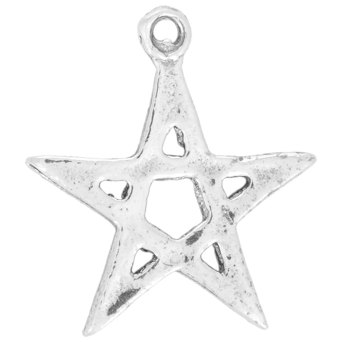 Sterling Silver Charm, Large Open Star 22x19mm, 1 Piece