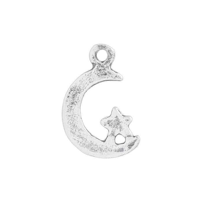 Sterling Silver Charm, Moon and Star Right-Facing 12x7.5mm, 1 Piece