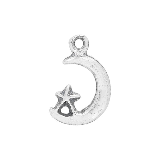 Sterling Silver Charm, Moon and Star Right-Facing 12x7.5mm, 1 Piece