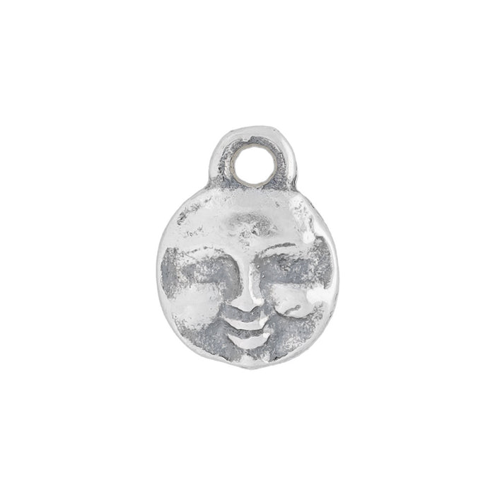Sterling Silver Charm, Moon Face 10.5x8mm, 1 Piece