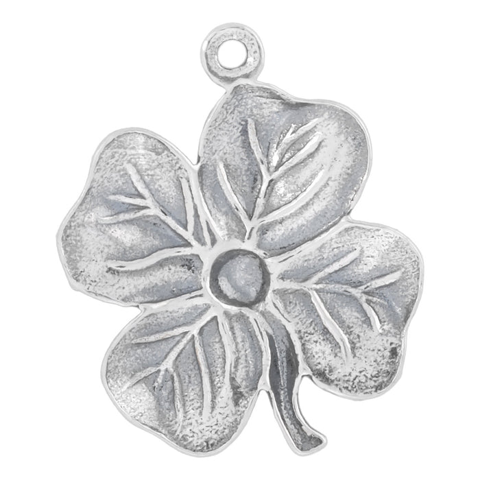 Sterling Silver Charm, Large Four-Leaf Clover 19.5x15.5mm, 1 Piece