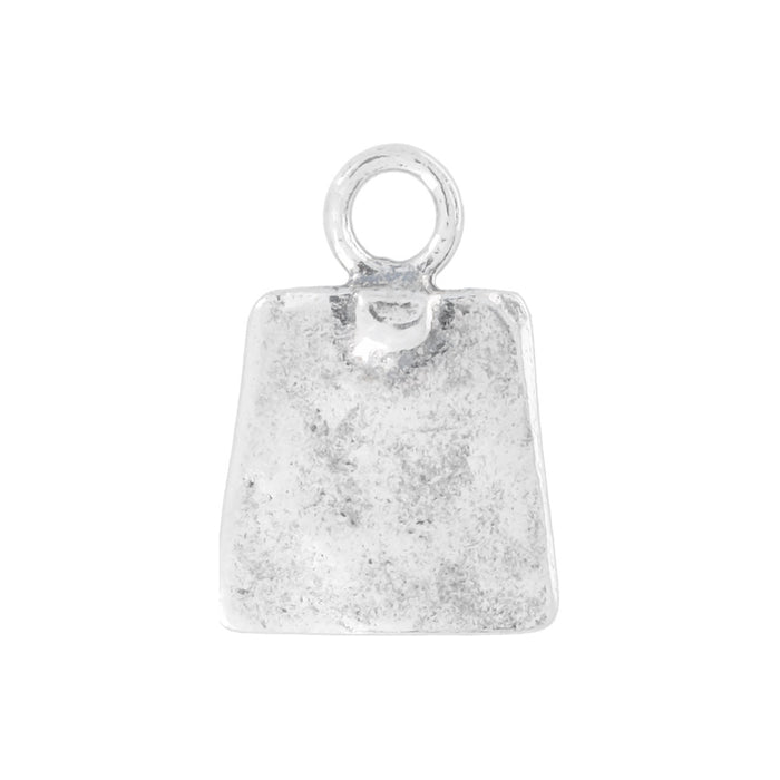 Sterling Silver Charm, Hammered Trapezoid with Heart 13.5x9.5mm, 1 Piece