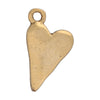 Flat Tag Pendant, Primitive Hammered Drop Heart 17.5x10mm, Antiqued Gold, by Nunn Design (1 Piece)