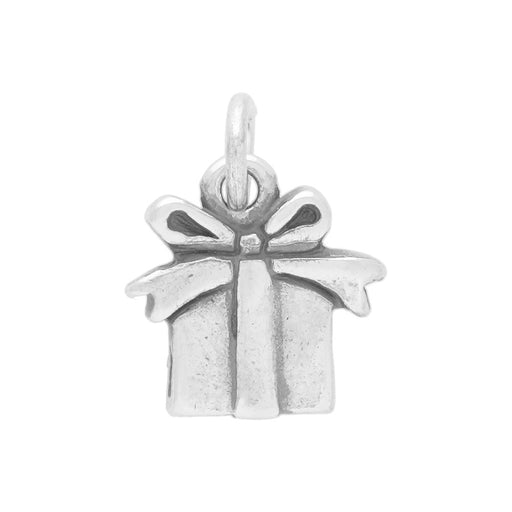 Sterling Silver Charm, Gift Box Present with Bow 11mm (1 Piece)