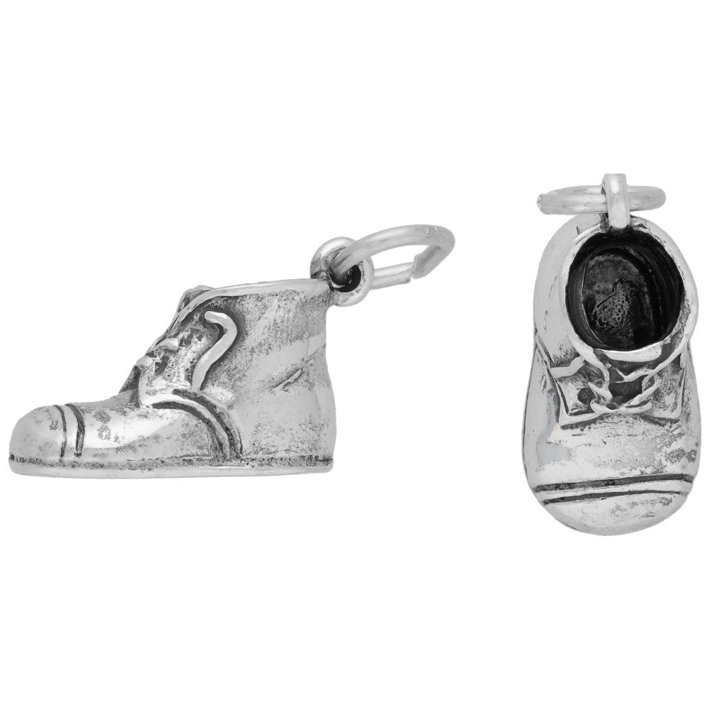 Charm, Baby Boy Shoe 22x14.5mm, Sterling Silver (1 Piece)