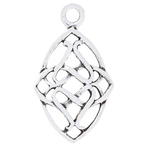 Charm, Oval Celtic Knot 24x14mm, Sterling Silver (1 Piece)