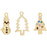 Jewelry Charm Assortment, Snowman and Trees 20-23mm, Gold Tone with Crystal Accent, 3 Pieces (1 Set)