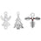 Jewelry Charm Assortment, Angel, Poinsettia, and Tree 15-22mm, Silver Tone with Crystal Accent, 3 Pieces (1 Set)