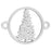 Connector Link, Christmas Tree Round Horizontal 20x24mm, Silver Tone with Crystal Accent (1 Piece)