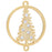 Connector Link, Christmas Tree Round Vertical 24x30mm, Gold Tone with Crystal Accent (1 Piece)