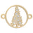 Connector Link, Christmas Tree Round Horizontal 20x24mm, Gold Tone with Crystal Accent (1 Piece)