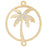 Connector Link, Palm Tree Round Connector Vertical 24x30mm, Gold Tone with Crystal Accent (1 Piece)