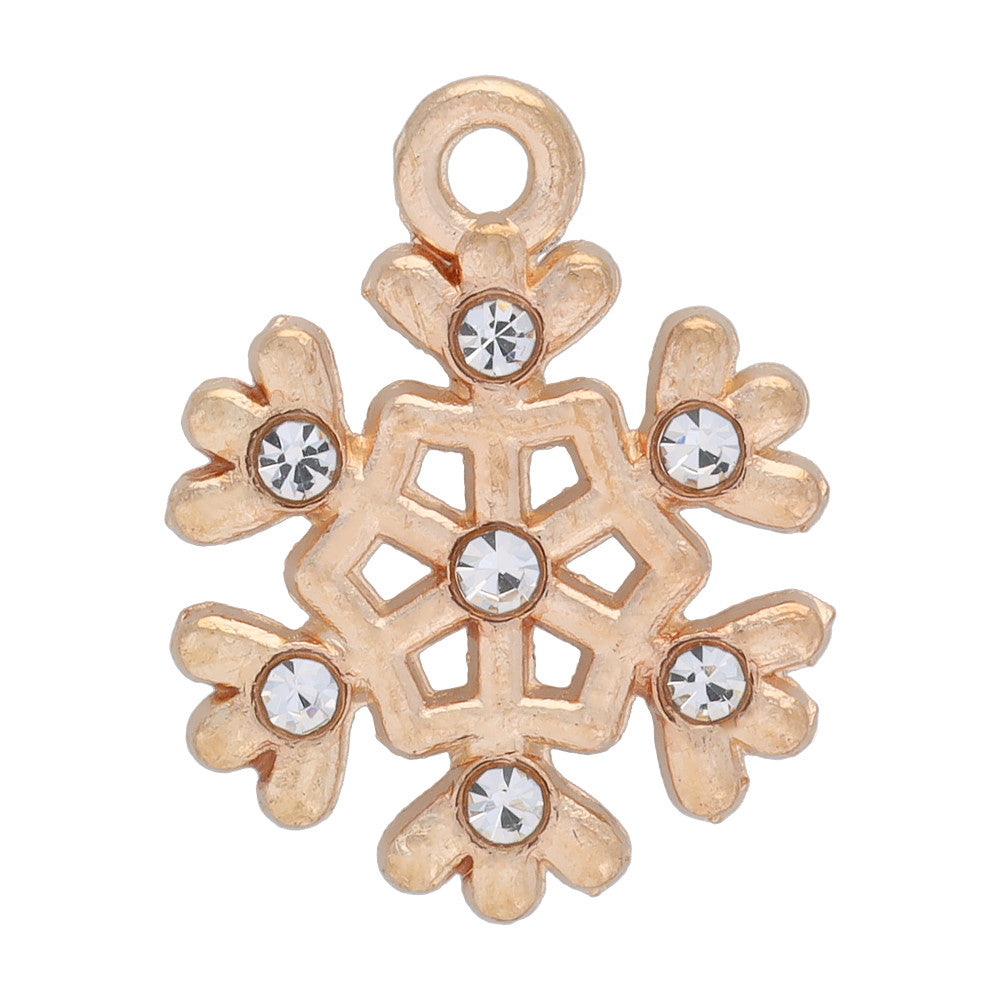 Sweet and Petite Holiday Charms, Snowflake with Crystals 18x14mm (1 Piece)