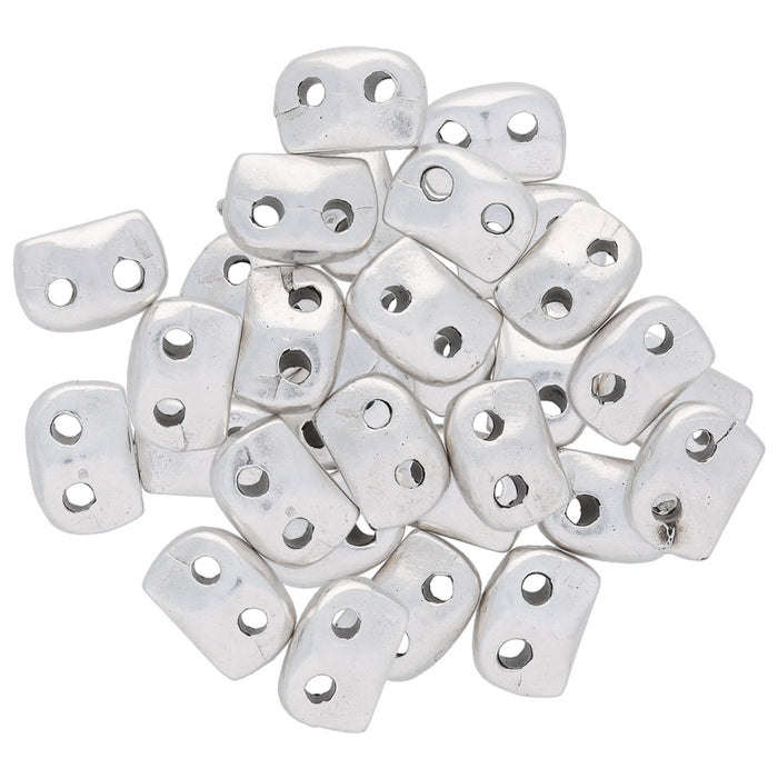 Cymbal Bead Substitute for SuperDuo Beads, Vitali, 2-Hole 5x2mm Antiqued Silver Plated (12 Pieces)