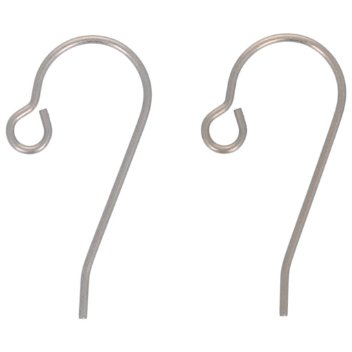 Earring Findings, French Hook Earring Wire with Loop 21.5mm Long / 23 Gauge Thick, Titanium (10 Pairs)