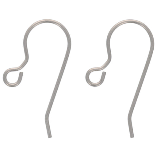 Earring Findings, French Hook Earring Wire with Loop 24.5mm Long / 23 Gauge Thick, Titanium (10 Pairs)