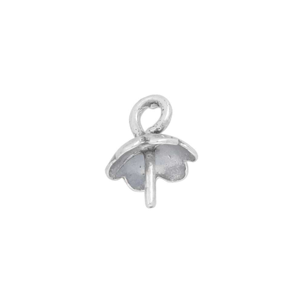 Sterling Silver Charm, Petal Setting for Half-Drilled Pearl or Bead 8.6x5.7mm, 1 Piece
