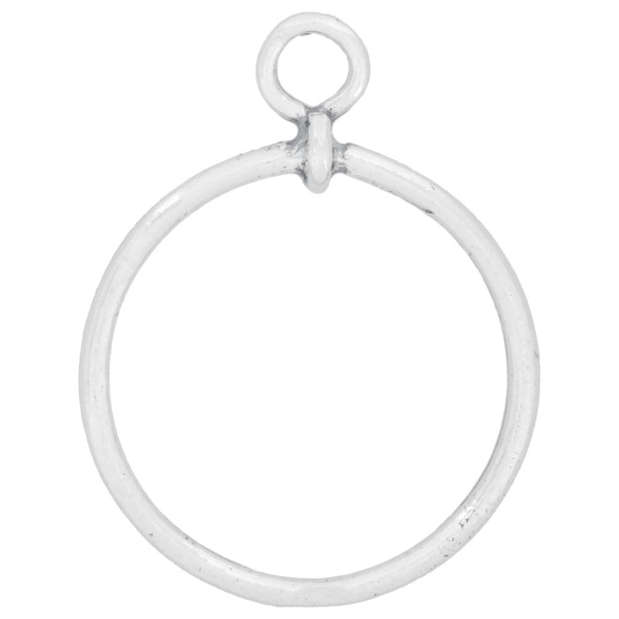 Connector Link, Round Hoop with Ring 24x18mm, Sterling Silver (1 Piece)