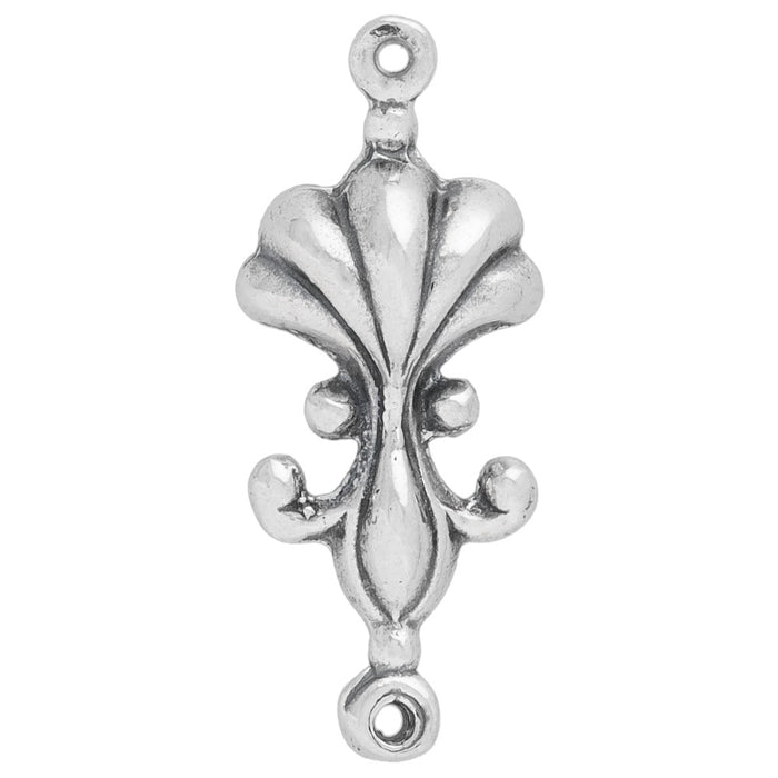 Sterling Silver Pendant Link, Fleur de Lis, 1 Piece