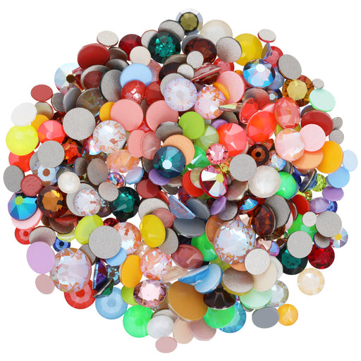 PRESTIGE Crystal Hotfix Flatback Round Rhinestone Mix, Multi-Colored Assortment (1 Tube)