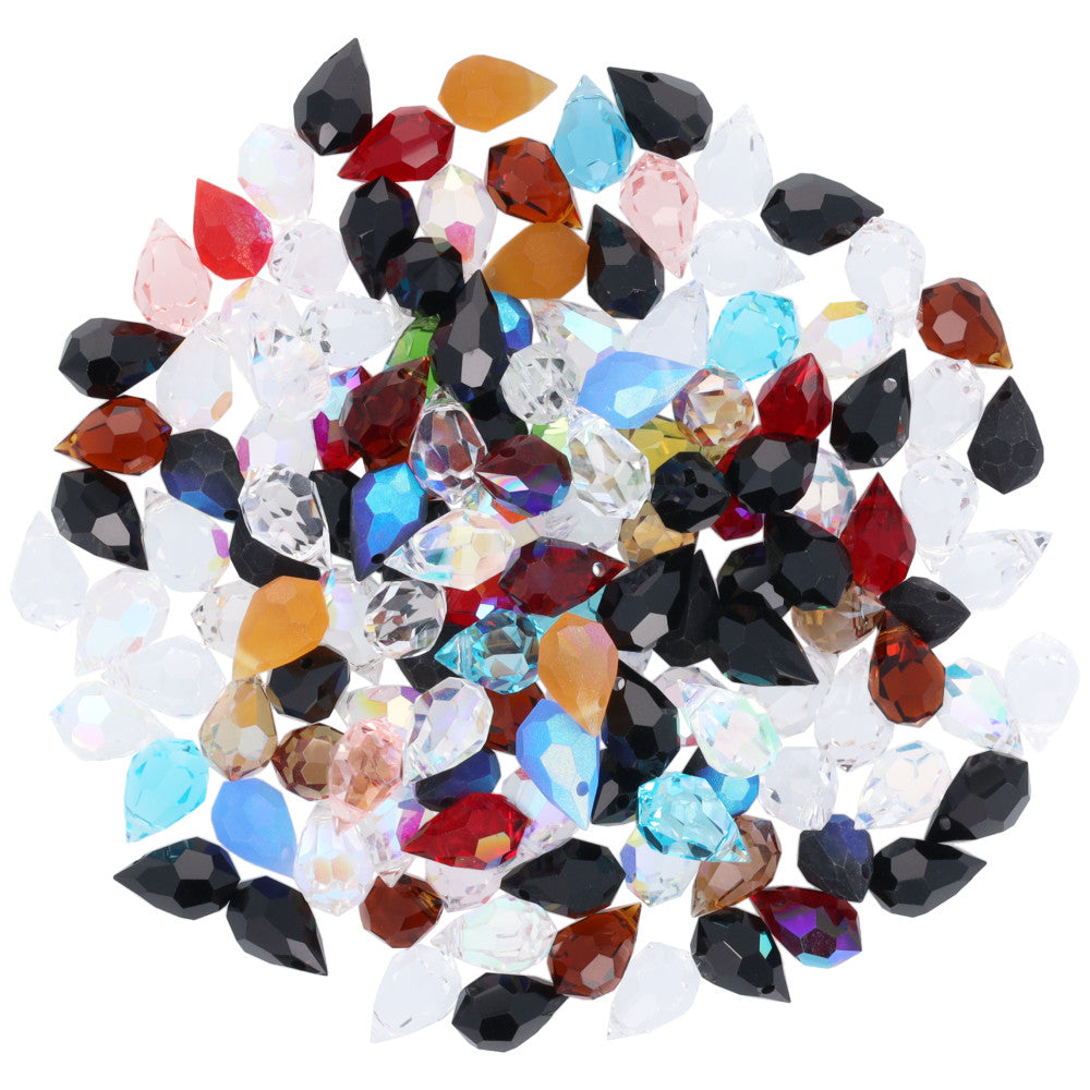 Sparkle Kitty's Crystal Bead Extravaganza, 10 x 6mm Teardrop Czech Crystal Mix, Multi-Colored Assortment (1 Bag)