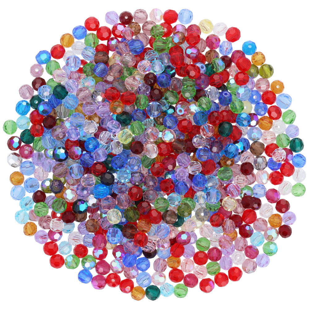 Sparkle Kitty's Crystal Bead Extravaganza, 4mm Round Czech Crystal Mix, Multi-Colored Assortment (1 Bag)