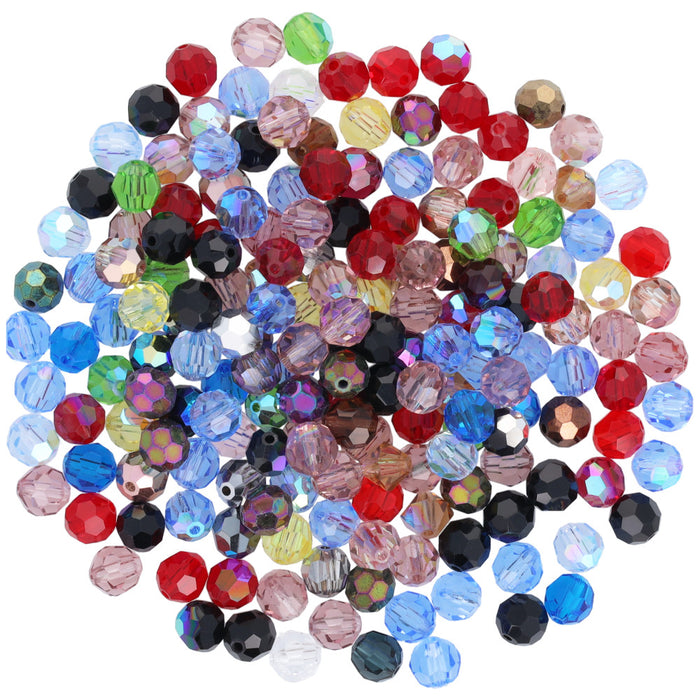 Sparkle Kitty's Crystal Bead Extravaganza, 6mm Round Czech Crystal Mix, Multi-Colored Assortment (1 Bag)