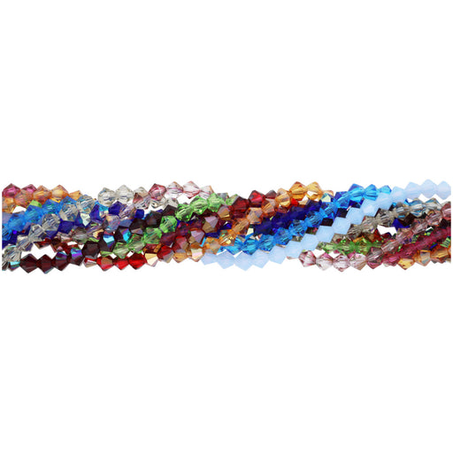 Mr. Kitty's Sparkle Crystal Bead Extravaganza, 4mm Bicone Czech Strung Crystal Mix, Multi-Colored Assortment (10 Strands)