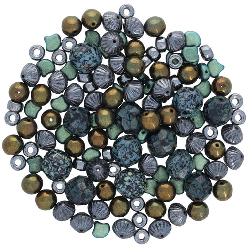 Mr. Kitty's Curated Czech Glass Bead Bags - Assorted Shapes & Colors - Midnight Sky Bead Mix (1 Pack)