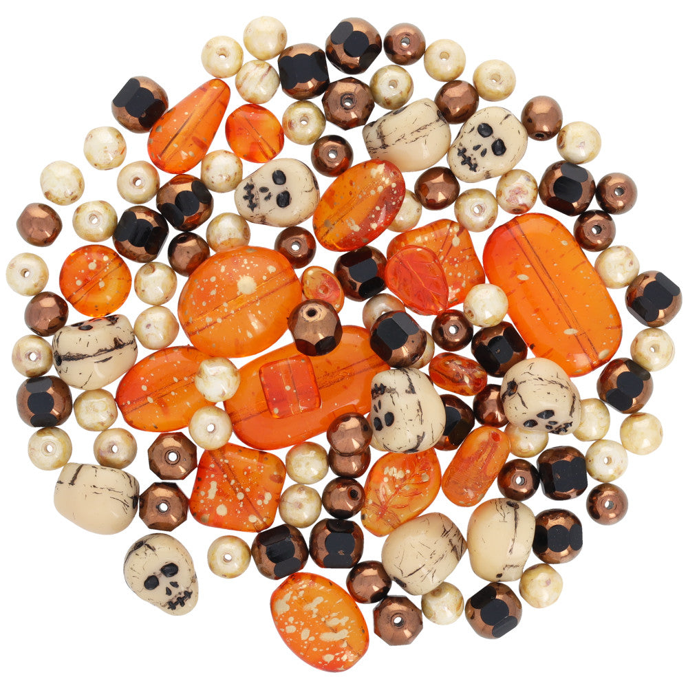 Mr. Kitty's Curated Czech Glass Bead Bags - Assorted Shapes & Colors - Mystic Ruins Bead Mix (1 Pack)