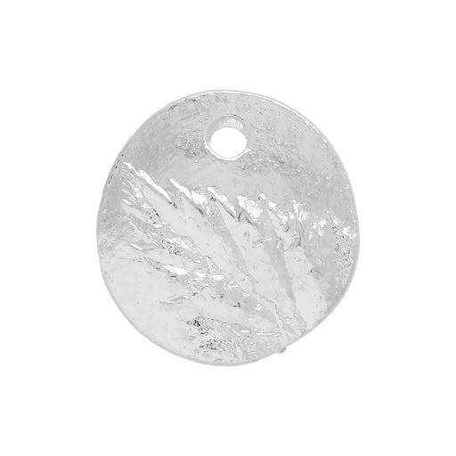 Charm, Small Circle with Berry Leaf 12.5mm, Bright Silver, by Nunn Design (1 Piece)