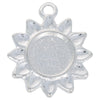 Bezel Pendant, Itsy Sunflower with Circle Bezel 21.5x18.5mm, Bright Silver, by Nunn Design (1 Piece)