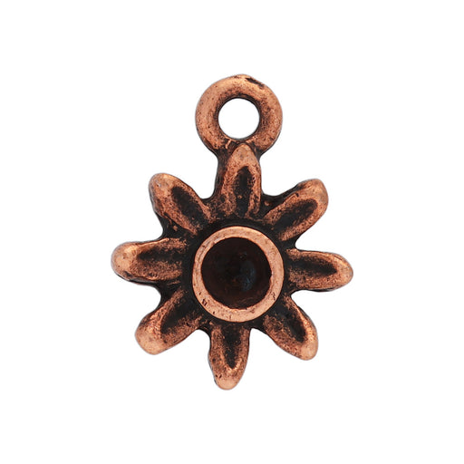 Bezel Charm, Tiny Daisy Flower with Bezel for PP24 Chaton, Antiqued Copper, by Nunn Design (1 Piece)
