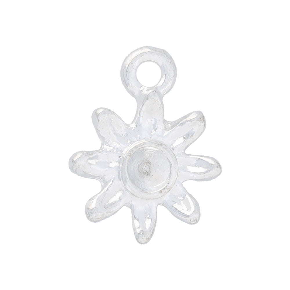 Bezel Charm, Tiny Daisy Flower with Bezel for PP24 Chaton, Bright Silver, by Nunn Design (1 Piece)