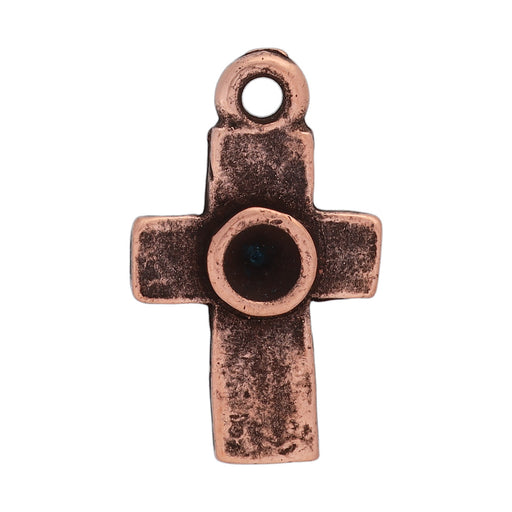 Bezel Charm, Cross with Bezel for PP24 Chaton, Antiqued Copper, by Nunn Design (1 Piece)