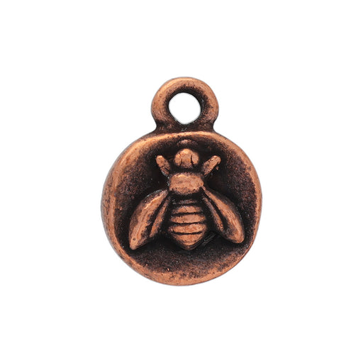 Charm, Organic Circle with Itsy Bee 12x9.4mm, Antiqued Copper, by Nunn Design (1 Piece)