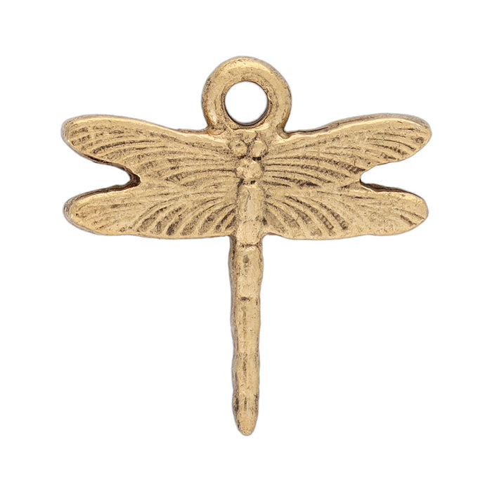 Charm, Small Dragonfly 16.5x16mm, Antiqued Gold, by Nunn Design (1 Piece)