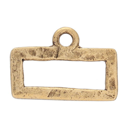 Open Back Pendant, Mini Hammered Rectangle 18x12.3mm, Antiqued Gold, by Nunn Design (1 Piece)