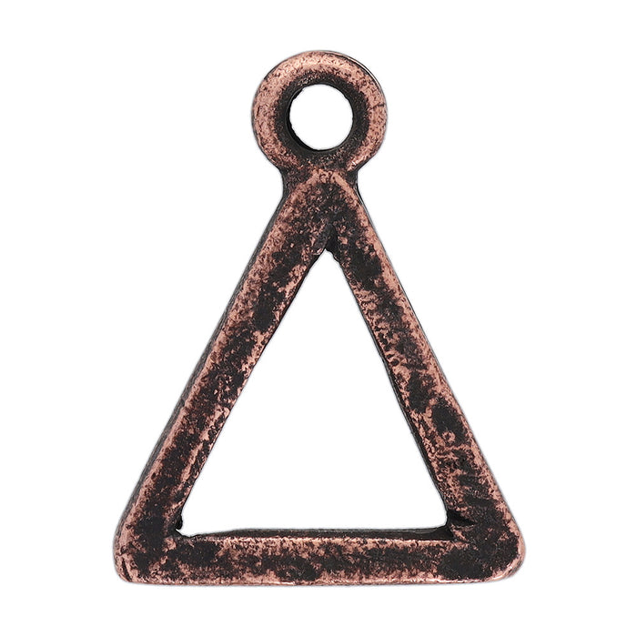 Open Back Pendant, Mini Hammered Triangle 17.9x13.9mm, Antiqued Copper, by Nunn Design (1 Piece)